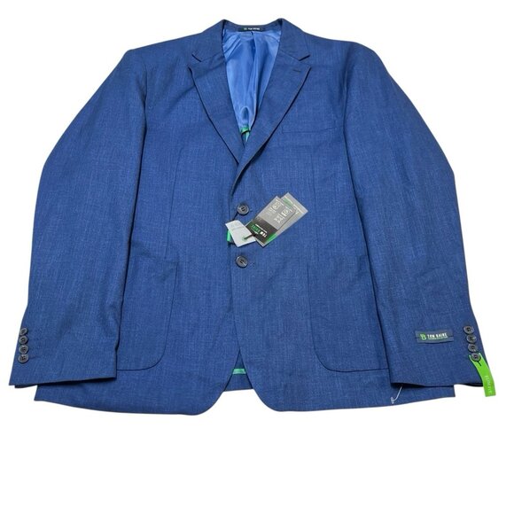 Tom Baine Blazer Mens 3XL 48 Blue Performance Stretch Jacket Wrinkle Free Travel - Picture 3 of 11